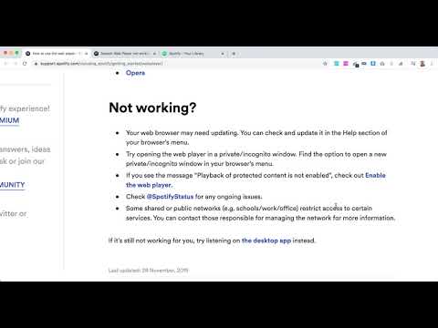 SPOTIFY WEB PLAYER NOT WORKING what to do?