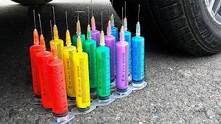 Crushing Experiments Video! &Car vs Crunchy Color Giant Toothpaste Balloons & Soft Things By Car 9 screenshot 2
