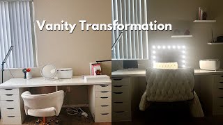 Makeup Vanity Transformation | New Luxe Chair | Upgraded Hollywood Mirror with Lights