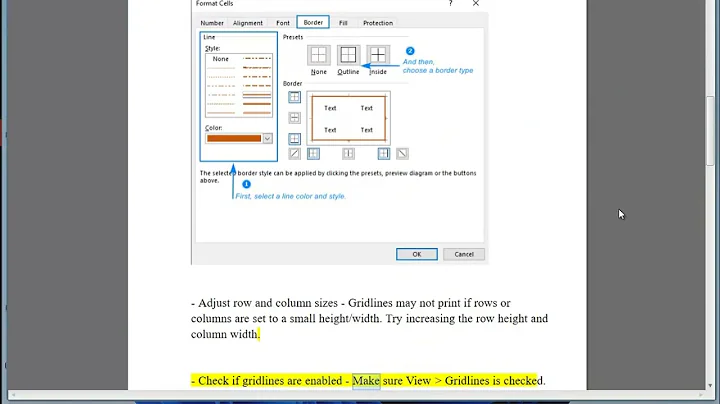 Fix Microsoft Excel not printing gridlines properly
