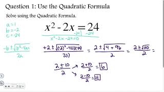 Algebra 9-6: The Quadratic Formula and the Discriminant