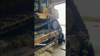 Installing the blade on a CAT D9T core machine. #heavyequipment #dieselmechanic #mechanic