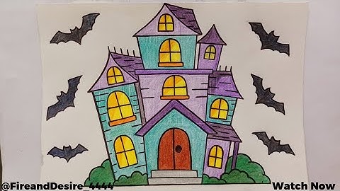 How to draw haunted house easily for halloween 