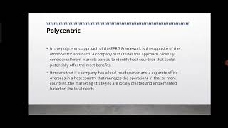 International business Explanation EPRG MODEL frameworks