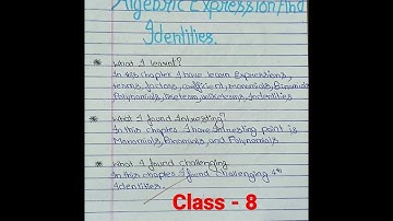 Maths Learner diary class - 8 chapter - algebraic expressions and identities chapter -  number 9th