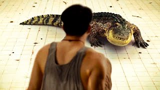 Человек неделю провел в 6-ти метровом бассейне с крокодилом внутри