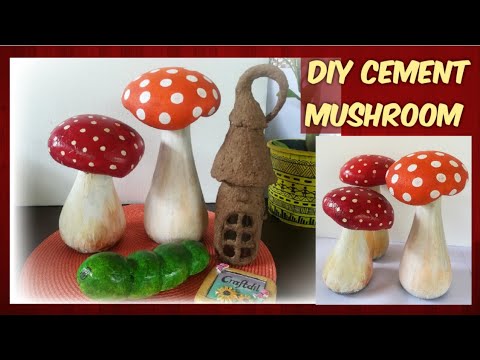 DIY Cement mushrooms 🍄🍄| How to make cement mushrooms for garden