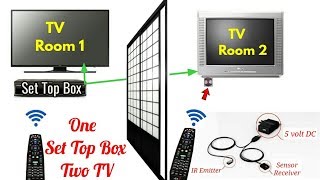 Watch Two TV by One Set Top Box using IR extender repeater cable.1सेट टॉप बॉक्स से 2 टीवी कैसे चलाये