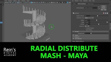 Radial Distribution Type in Distribute node in Mash Maya. Maya tutorial for beginners