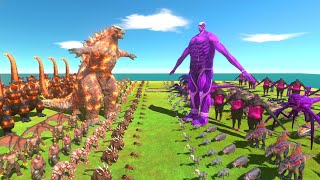 Lava Godzilla + Lava Shin Godzilla VS Purple Colossal Titan + Purple Beast Titan - ARBS