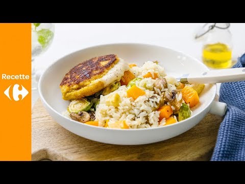 cordon-bleu,-salade-de-riz-aux-légumes-d'automne-grillés,-vinaigrette-au-miel