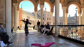 Flamenco dancing at Plaza España, Sevilla