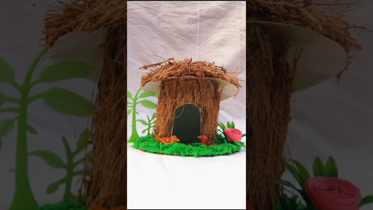 Waste coconut husk house 😍 Best out of waste reuse 