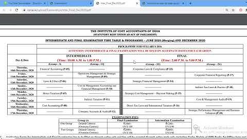 CMA ICMAI BIG BREAKING NEWS FOR DECEMBER 2020 EXAM TIME TABLE FOR INTER AND FINAL