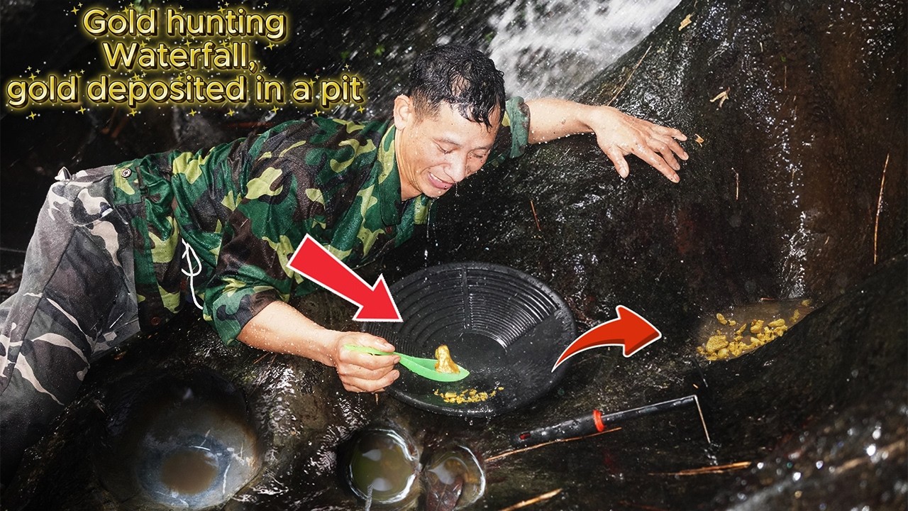 Gold hunting Waterfall, gold deposited in a pit VN.Gold(SAM)