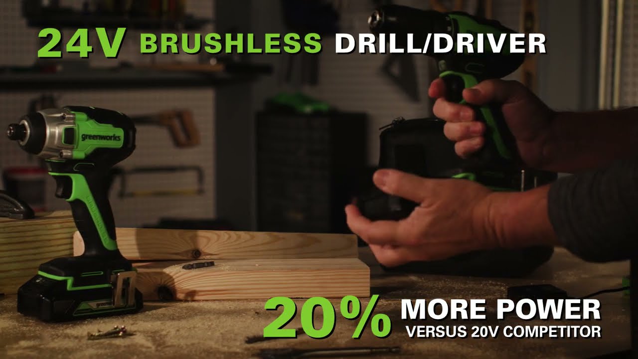 Greenworks GD24DD60K2 Trapano Avvitatore Brushless 24V - 60Nm Di Coppia, 2 Marce, Batteria E Caricabatterie Inclusi, Con Custodia E Garanzia 3 Anni - Foto 9