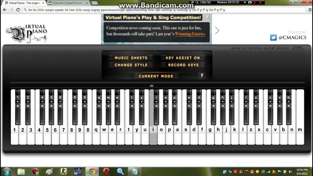 Virtual Piano= Bruno Mars - Music Sheet Grenade - YouTube