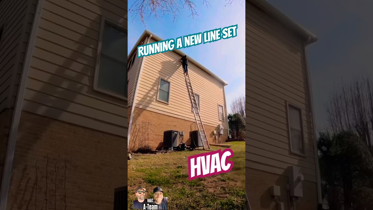 Running new copper line set for heat pump system using line hide ￼