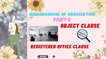 Memorandum Of Association (Registered, Object Clause And Its Alteration) Chapter 4 Part 2(in Hindi)
