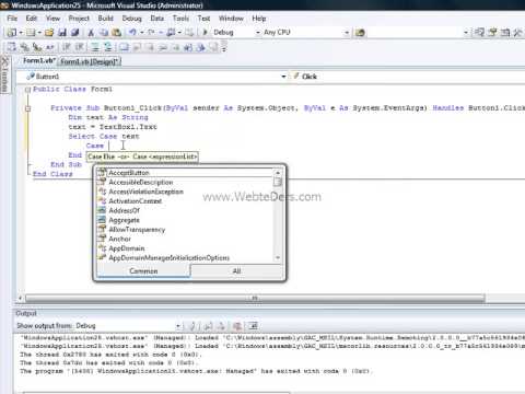 Visual Basic Select Case Build