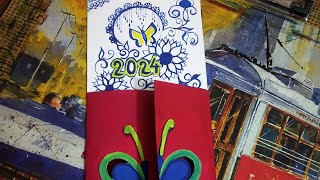 amazing new year card for beginners ❤️❤️🥰, how to make a new year card instent in 15 minutes #viral