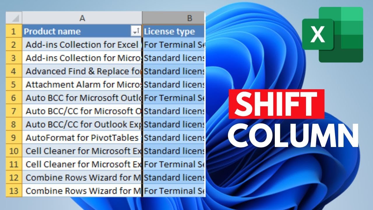 How to Shift Column on Microsoft Excel