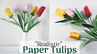 Diy Easter Decorations from Paper : Making easy paper flower tulips with leaf and stem