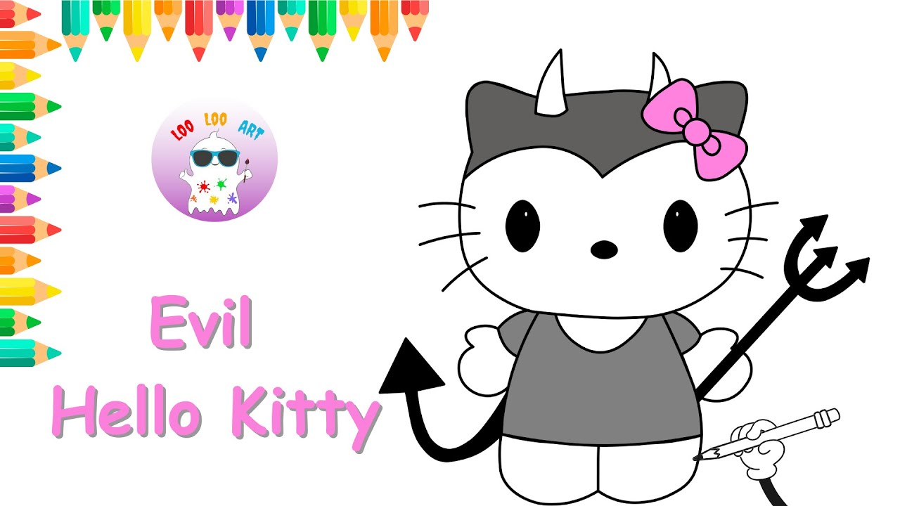 How to Draw Evil Hello Kitty | Hello Kitty evil style - YouTube