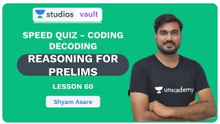L60: Speed Quiz - Coding Decoding I Complete Reasoning for Prelims (Banking) I Shyam Asare