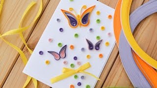 How to Make - Easy Greeting Card Quilling Butterfly - Step by Step | Kartka Motyl