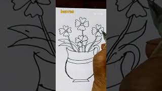 Easy Flower Pot Drawing 🌸🌼 | Simple &amp; Beautiful Art #shorts