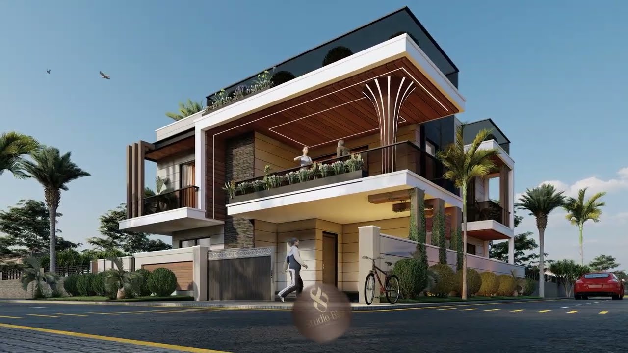 Best 3D Architectural walkthrough , Modern Elevation, Corner Elevation , Studio blue hub , By Rajesh
