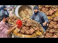 Amazing decorated pakistani special golden pulao mountain  giant size beef pulao  peshawari chawal