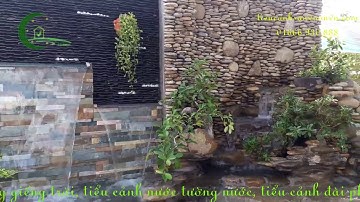 Tường thác nước bể koi cafe nhà hàng việt