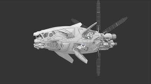SpaceShip Modeling TimeLapse Part41 preview Wireframe