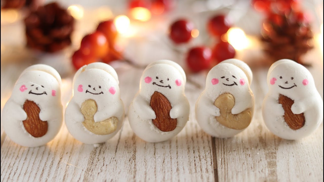 スノーマンのメレンゲクッキー Snowman Meringue Cookie 卵白のクッキー クリスマスのお菓子 1 Hidamari Cooking Youtube