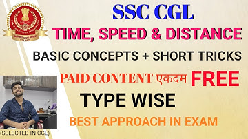 TIME, SPEED & DISTANCE-1⌚| ALL CONCEPTS|💯SHORT TRICKS|#ssc#ssccgl #cgl #maths #timespeedanddistance