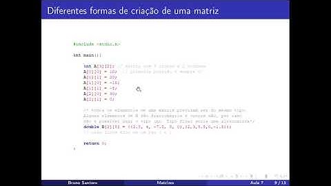 Definição de matrizes em linguagem C