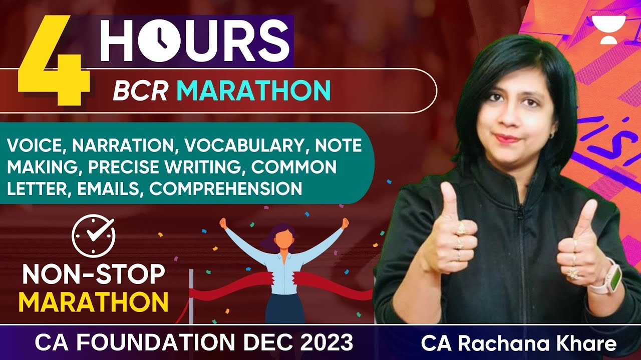 BCR MARATHON - PART 1 | 4 Hours Non-Stop Revision | CA Foundation Dec'23 | CA Rachana Khare