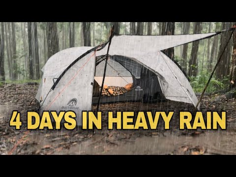 SUPER Long Heavy Rain with Thunderstorm || 4 Days Camping in Heavy Rain || ASMR
