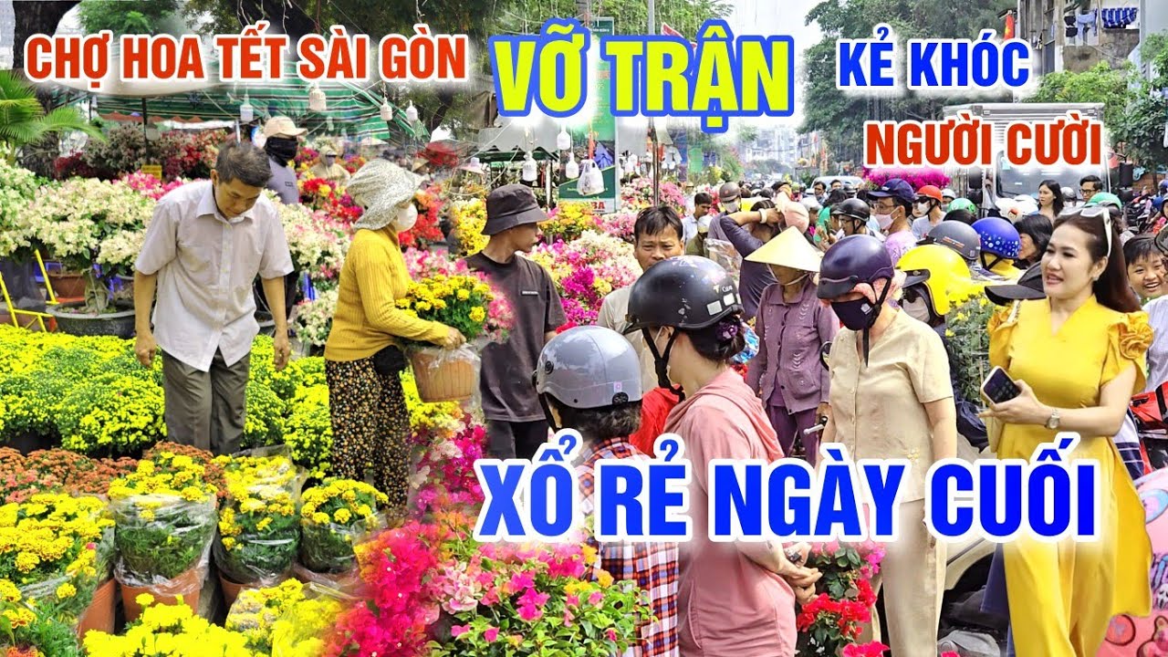 VỠ TRẬN NGÀY CUỐI CHỢ HOA TẾT SÀI GÒN 2025: KẺ KHÓC NGƯỜI CƯỜI, BIỂN NGƯỜI CHEN CHÂN MUA HOA GIÁ RẺ