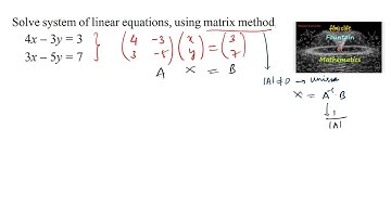 Solve system of linear equations using matrix method 4x-3y=3 ;3x-5y=7|Determinants|Matrices|NCERT|23