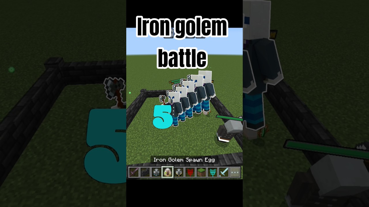 Testing Iron Golem Strength in Minecraft battle
