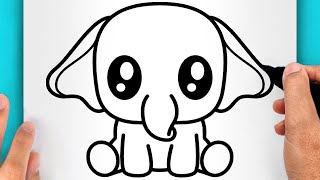 DISEGNI FACILI! COME DISEGNARE UN ELEFANTE KAWAII (VIDEO DI DISEGNI)