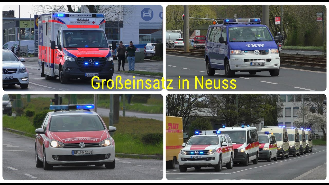 (Großeinsatz in Neuss) Zahlreiche Einsatzfahrten von Hilfsorganisationen während Bombenevakuierung