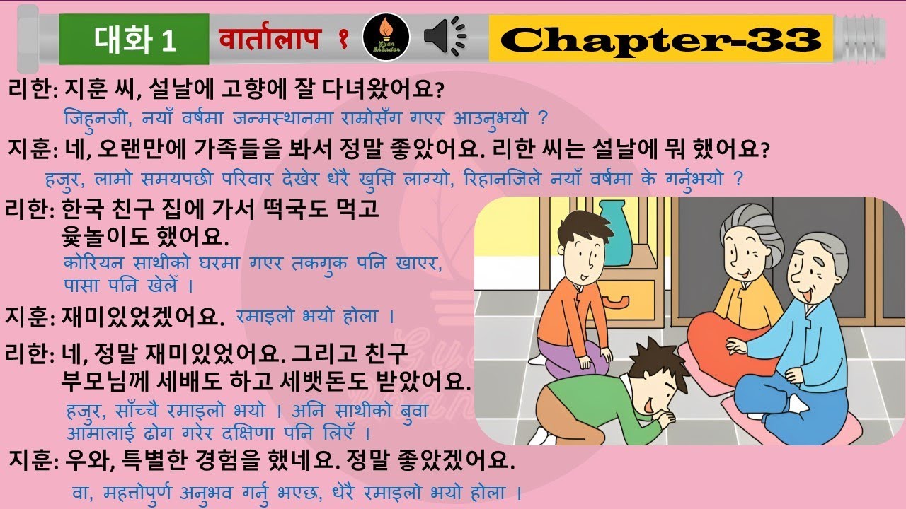 EPS TOPIK Chapter 33 Korean  Nepali Listening Book