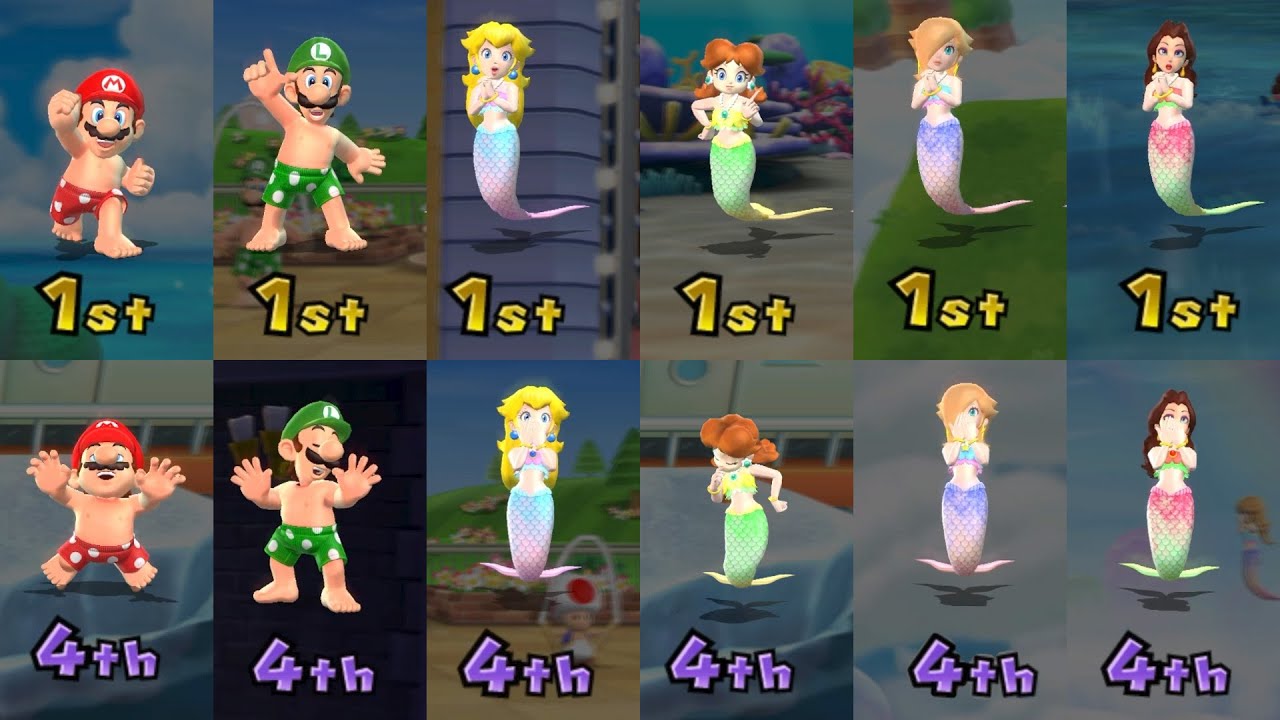 マリオパーティ9】全キャラクター 勝ち負けモーション集 全プリンセス
