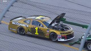 McMurray's engine blows before turning a practice lap