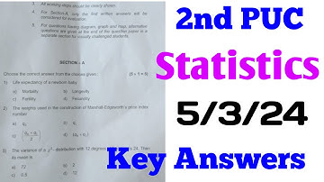 2nd PUC Statistics Key Answers 2024#Shivamurthysacademy#2ndpucexam#statistics
