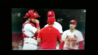 Genesis Cabrera acts like a baby with Cardinals coach Marmol